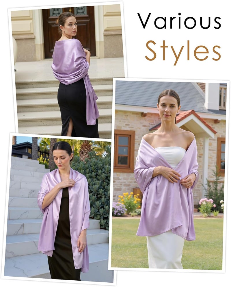 Sofier Satin Shawl Wraps for Women Evening Dresses Wedding Bridal Party Silky Scarf Formal Cover Up Bridesmaid Gifts - Image 4